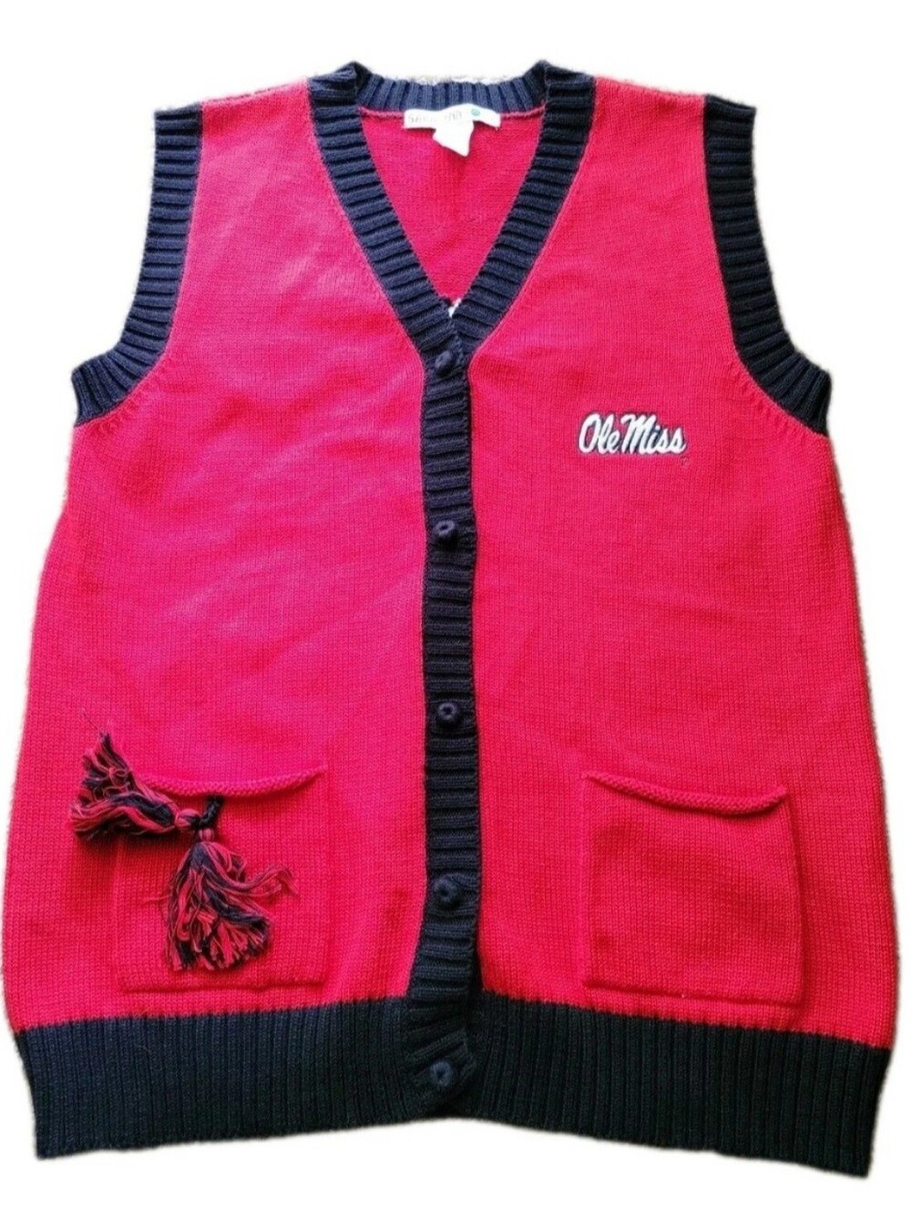 Sara Lynn Togs Women's Ole Miss Red Black Knit Button Down Vest Size Small
